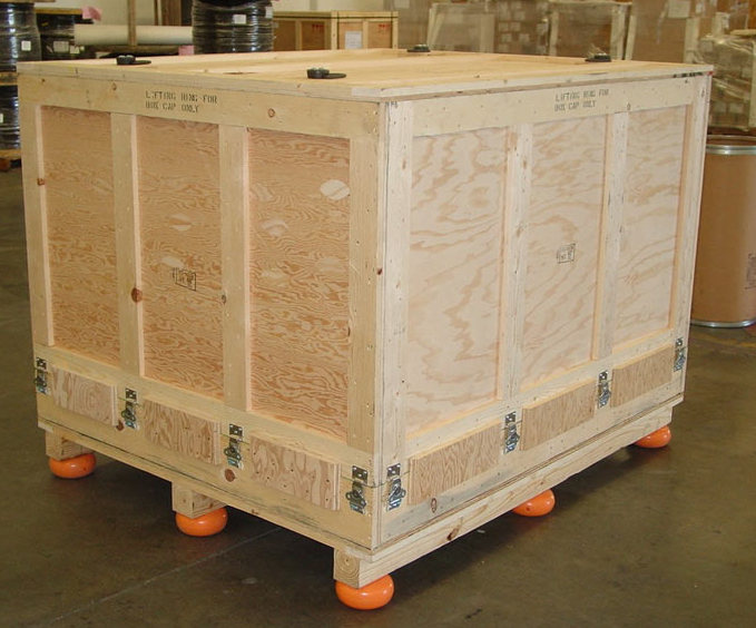 Thùng gỗ thông pallet nắp có bánh xe